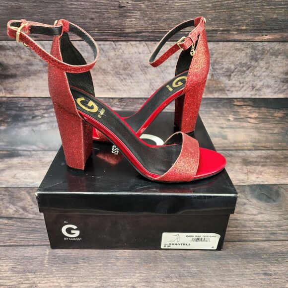 Guess Womens  Heels Dark Red Texture Size 9m Open Toe gg Shantel3 - Picture 12 of 14